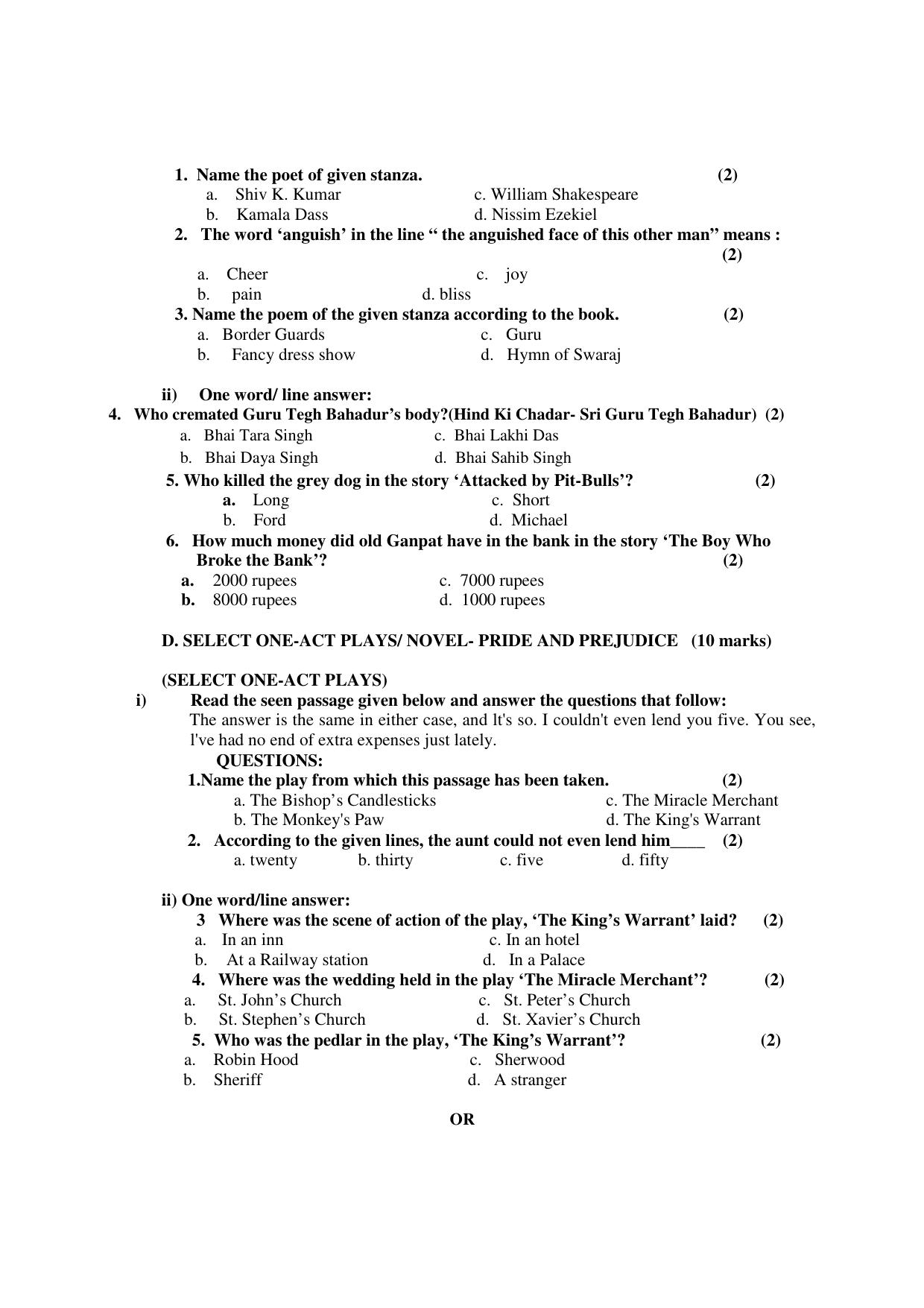 PSEB Class 12 Elective English (For DA Students) Model Papers 2025 - Page 3