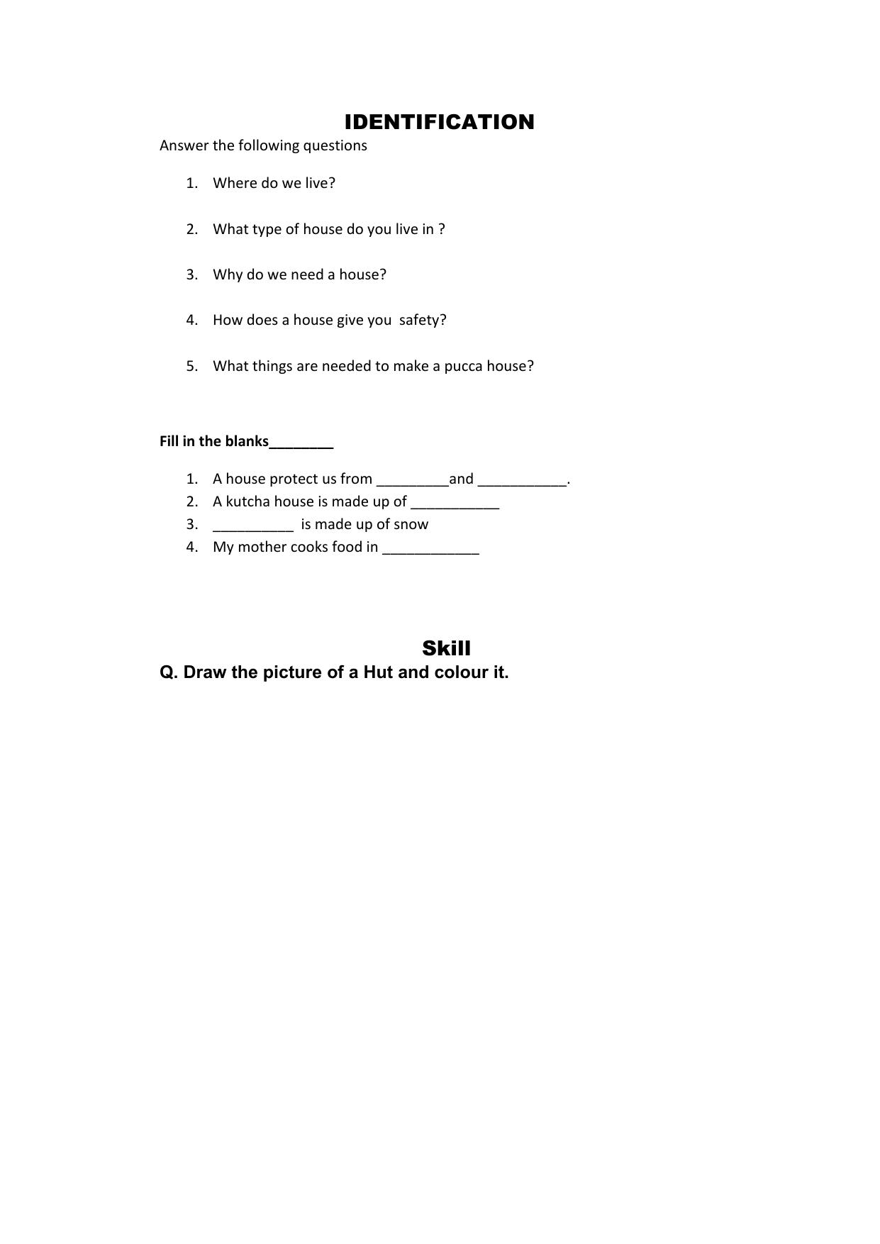 Worksheet for Class 1 EVS Houses Assignment - Page 4