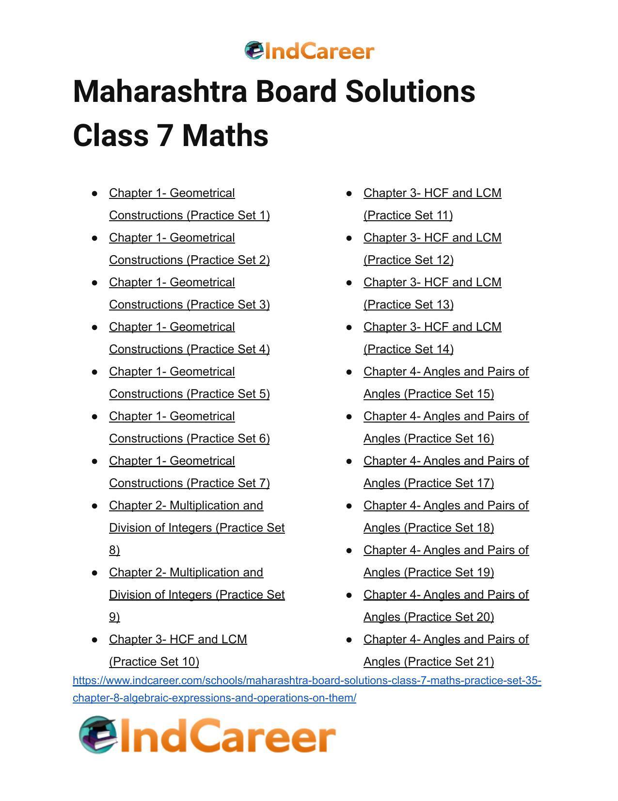 Maharashtra Board Solutions Class 7-Maths (Practice Set 35): Chapter 8- Algebraic Expressions and Operations on them - Page 5