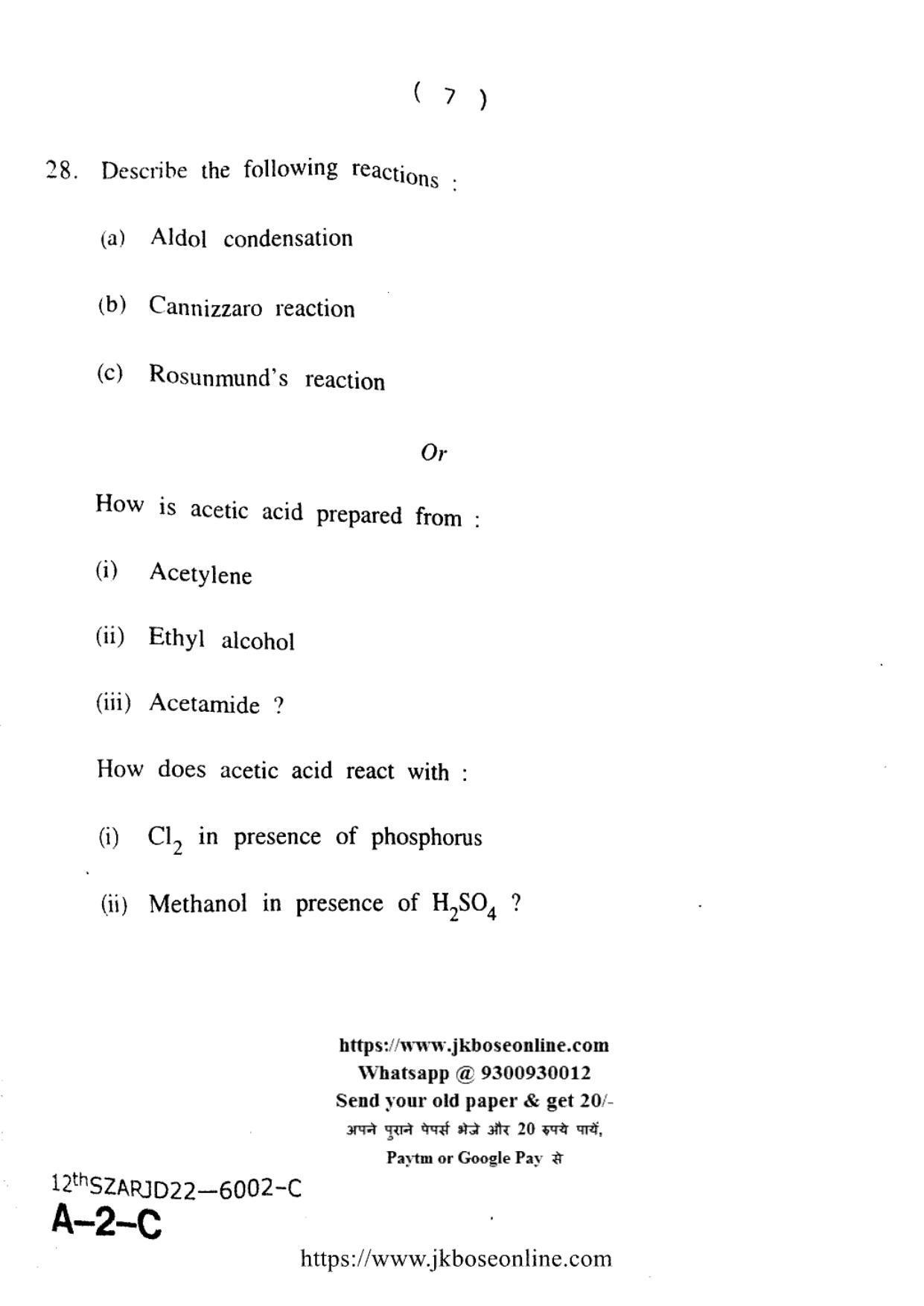 JKBOSE Class 12 Chemistry 6002-C Question Papers 2022 - Page 7