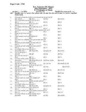 Hemchand North Gujarat University Sample Paper July-Sept 2021:  B.A. Semester-III  (Music) P-1 Principles of Music Paper Code - 3701