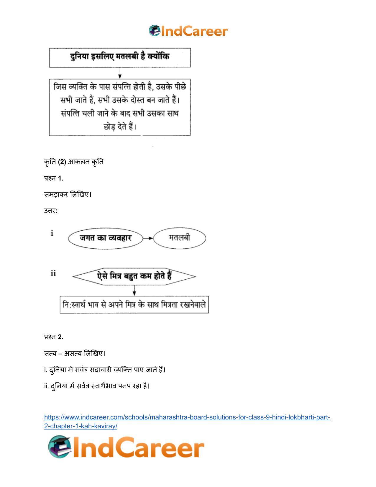 Maharashtra Board Solutions for Class 9- Hindi Lokbharti (Part 2): Chapter 1- कह कविराय - Page 11