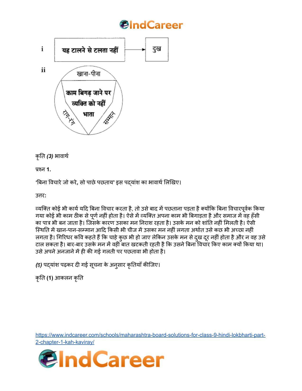 Maharashtra Board Solutions for Class 9- Hindi Lokbharti (Part 2): Chapter 1- कह कविराय - Page 15