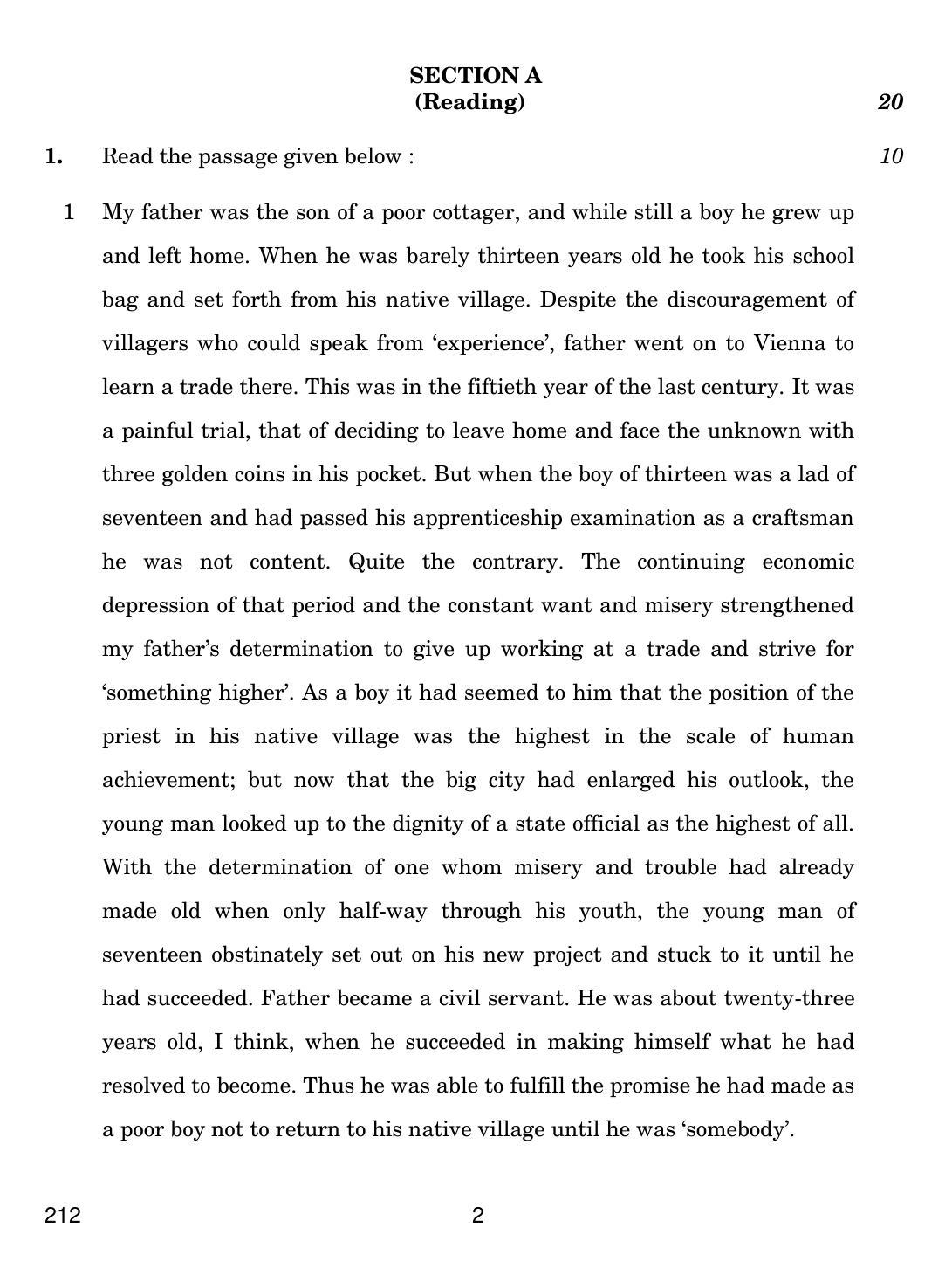 CBSE Class 12 212 ENGLISH ELECTIVE - C 2019 Compartment Question Paper - Page 2