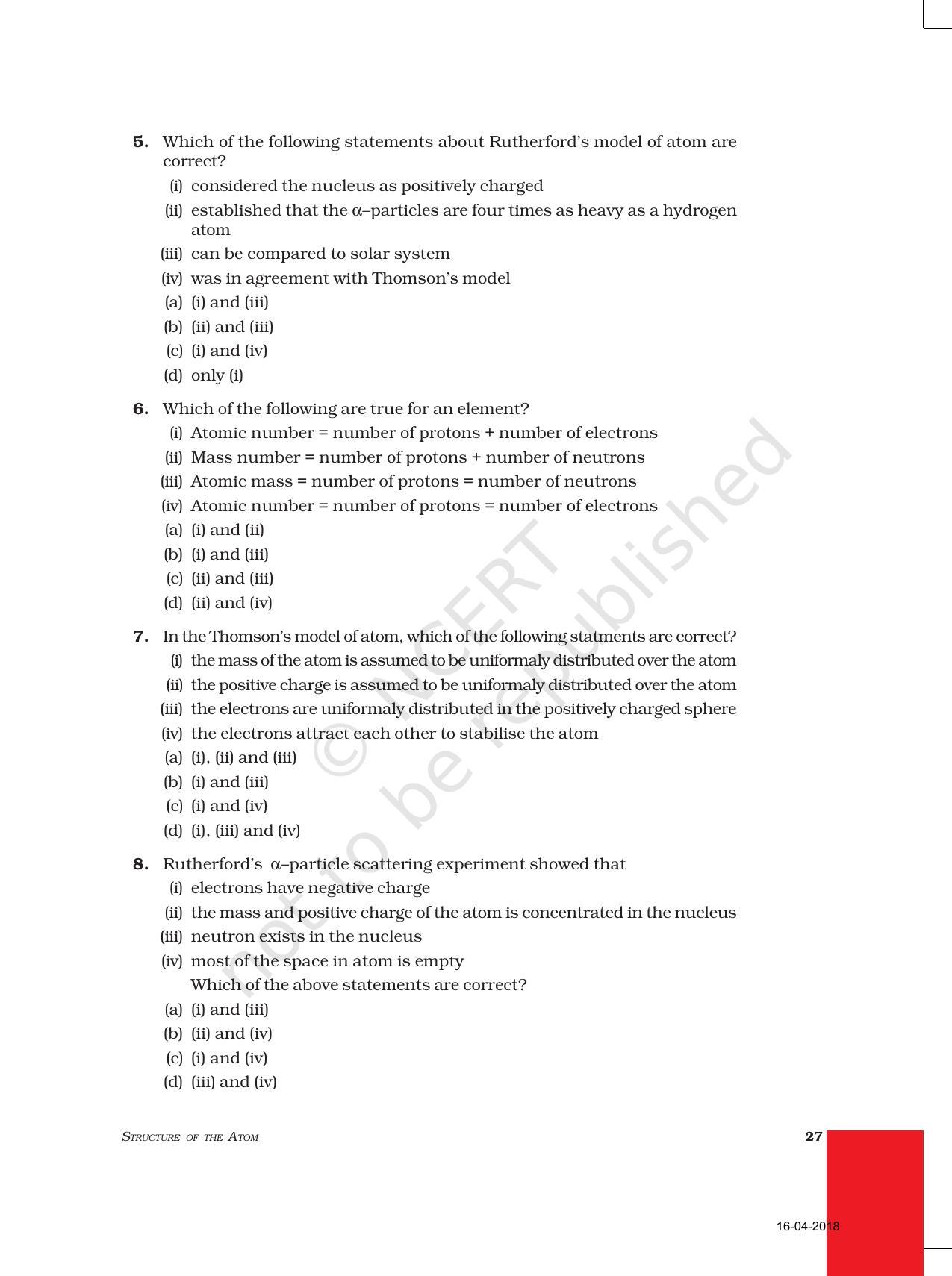 NCERT Exemplar Book for Class 9 Science: Chapter 4 Structure of the Atom - Page 2