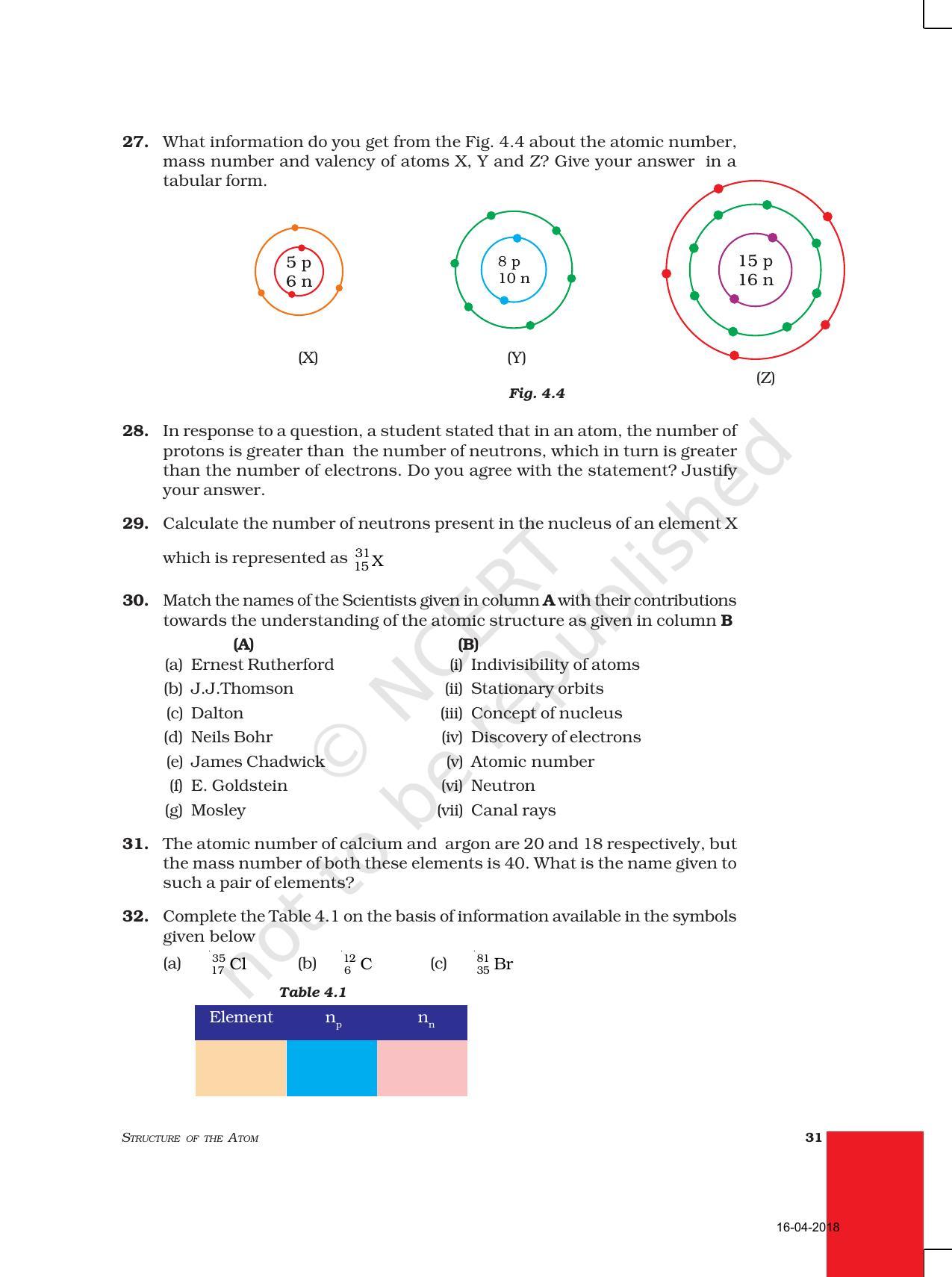 NCERT Exemplar Book for Class 9 Science: Chapter 4 Structure of the Atom - Page 6