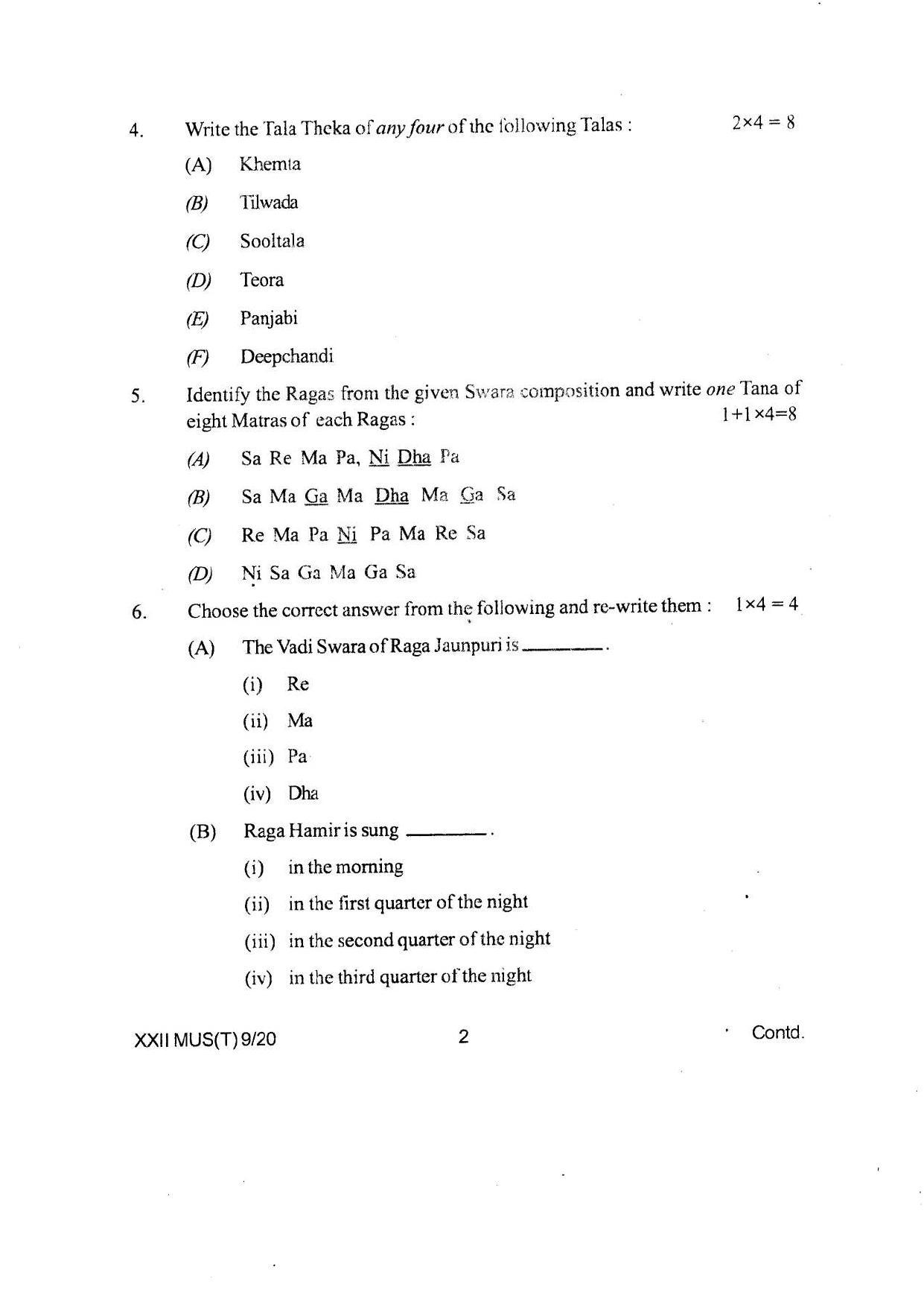 COHSEM Class 12 Music Question Papers 2020 - Page 2