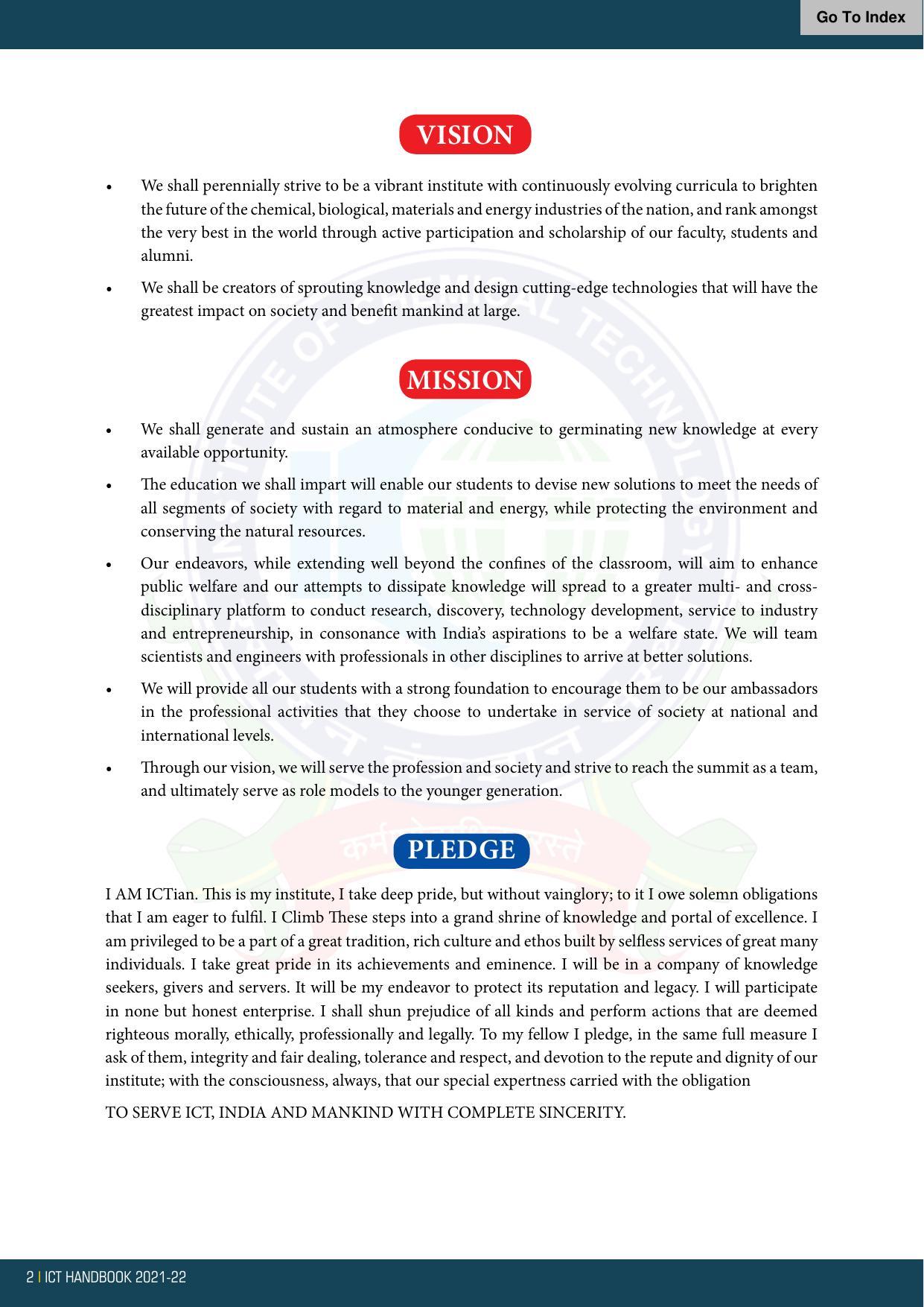Institute of Chemical Technology (ICT), Mumbai Prospectus 2021-22 - Page 2
