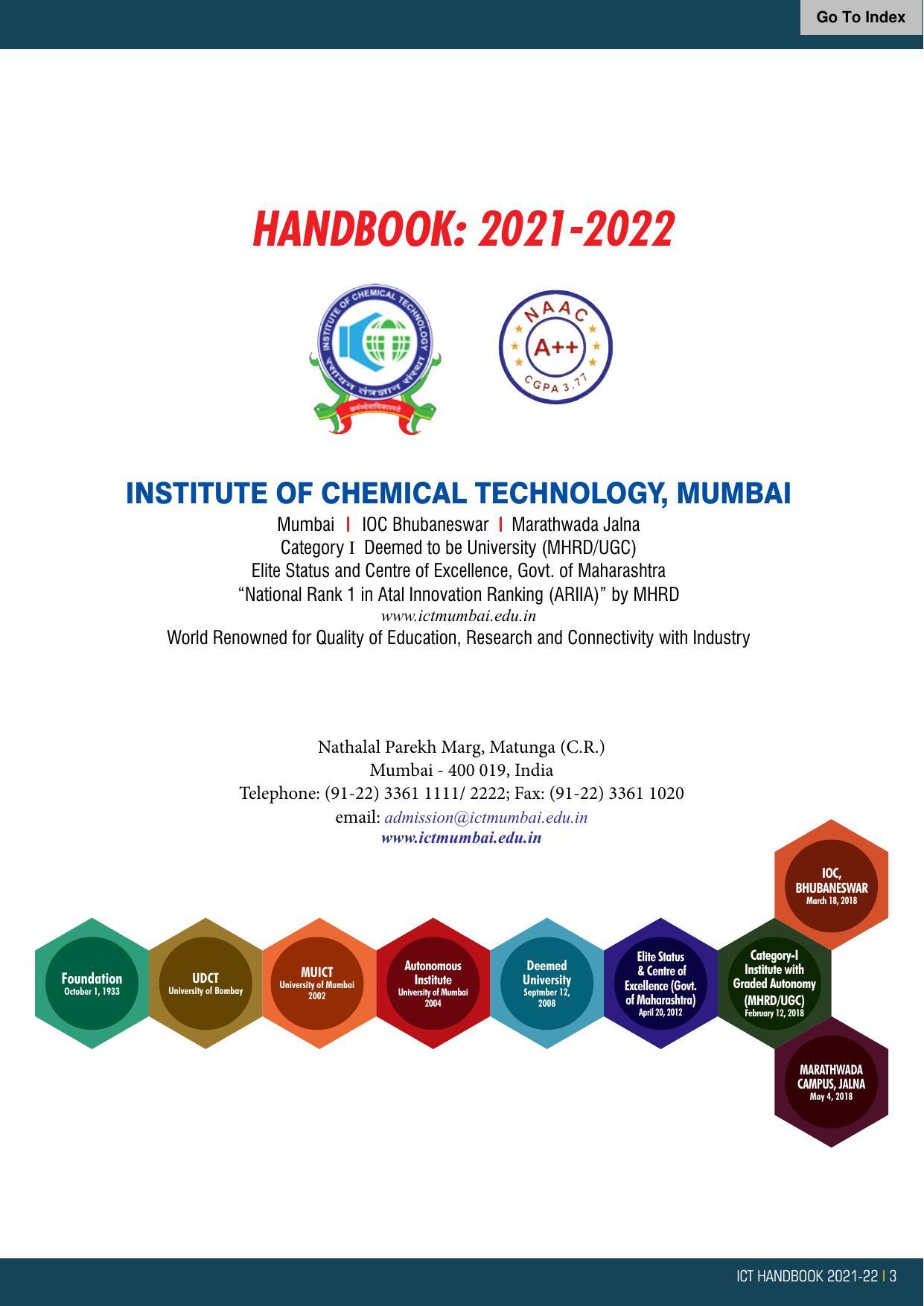 Institute of Chemical Technology (ICT), Mumbai Prospectus 2021-22 - Page 3