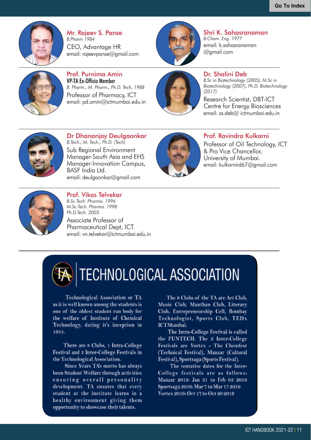 Institute of Chemical Technology (ICT), Mumbai Prospectus 2021-22 - Page 11