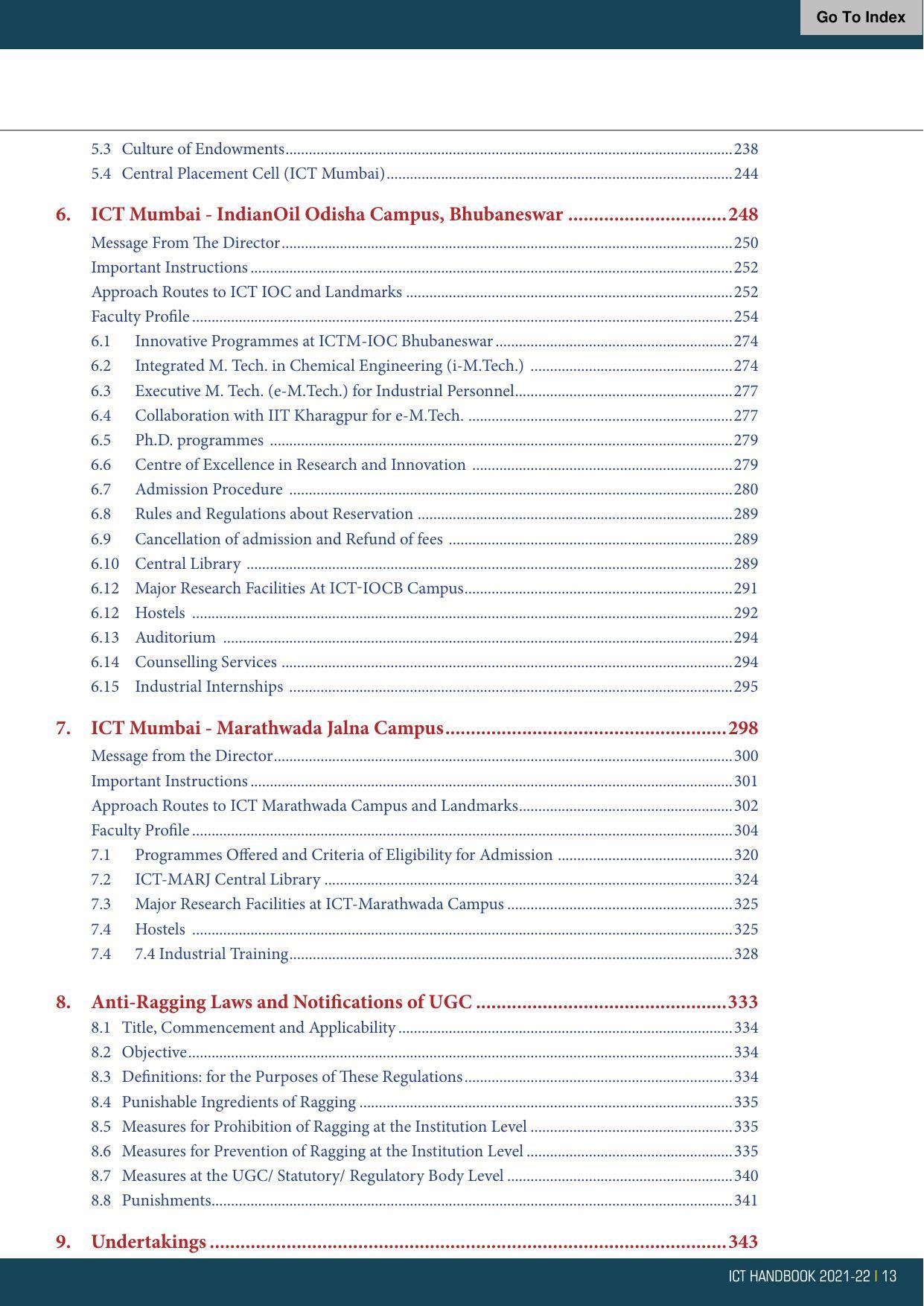 Institute of Chemical Technology (ICT), Mumbai Prospectus 2021-22 - Page 13