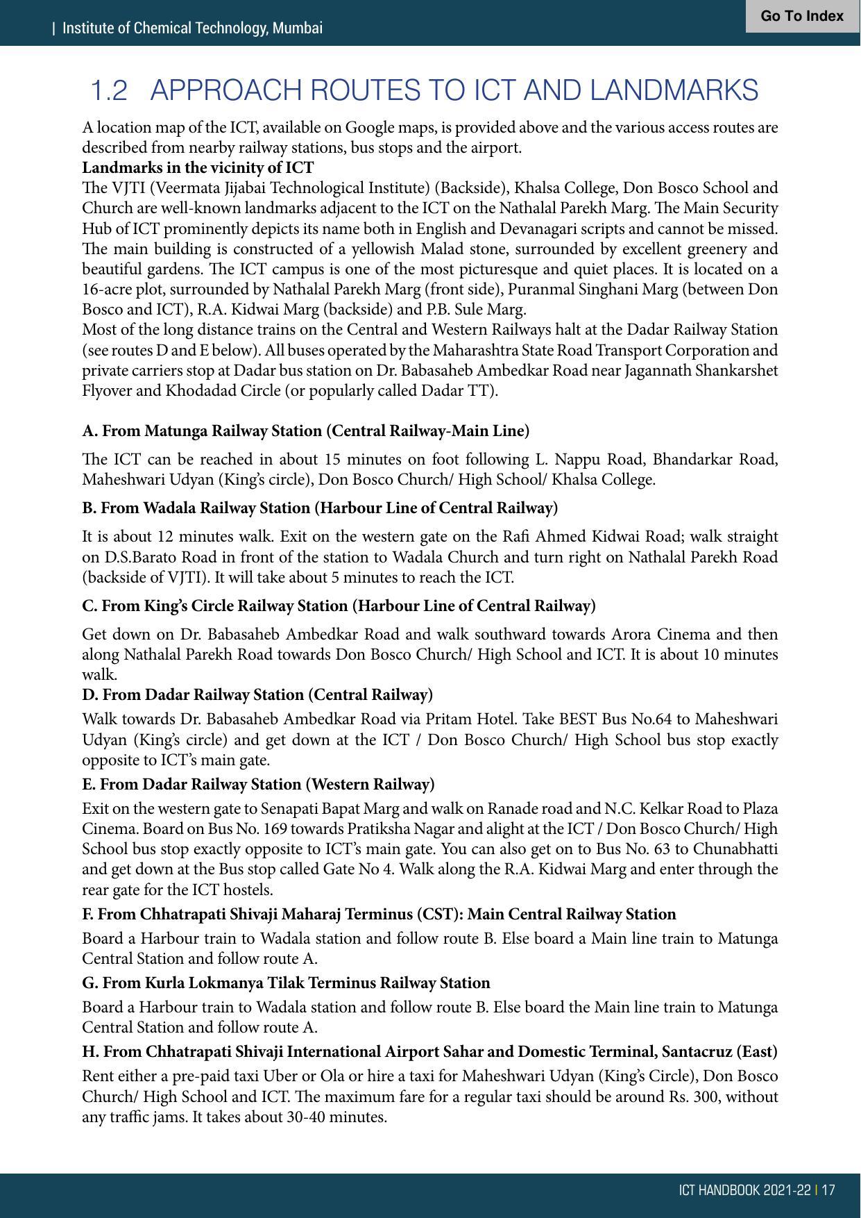 Institute of Chemical Technology (ICT), Mumbai Prospectus 2021-22 - Page 17