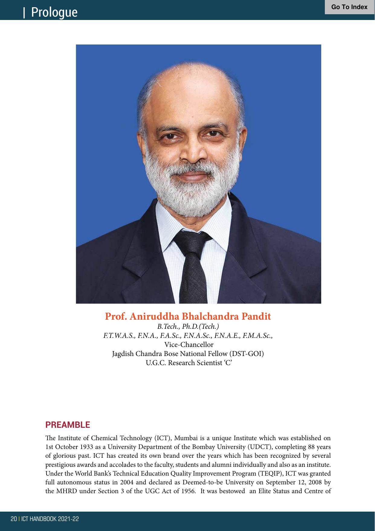 Institute of Chemical Technology (ICT), Mumbai Prospectus 2021-22 - Page 20