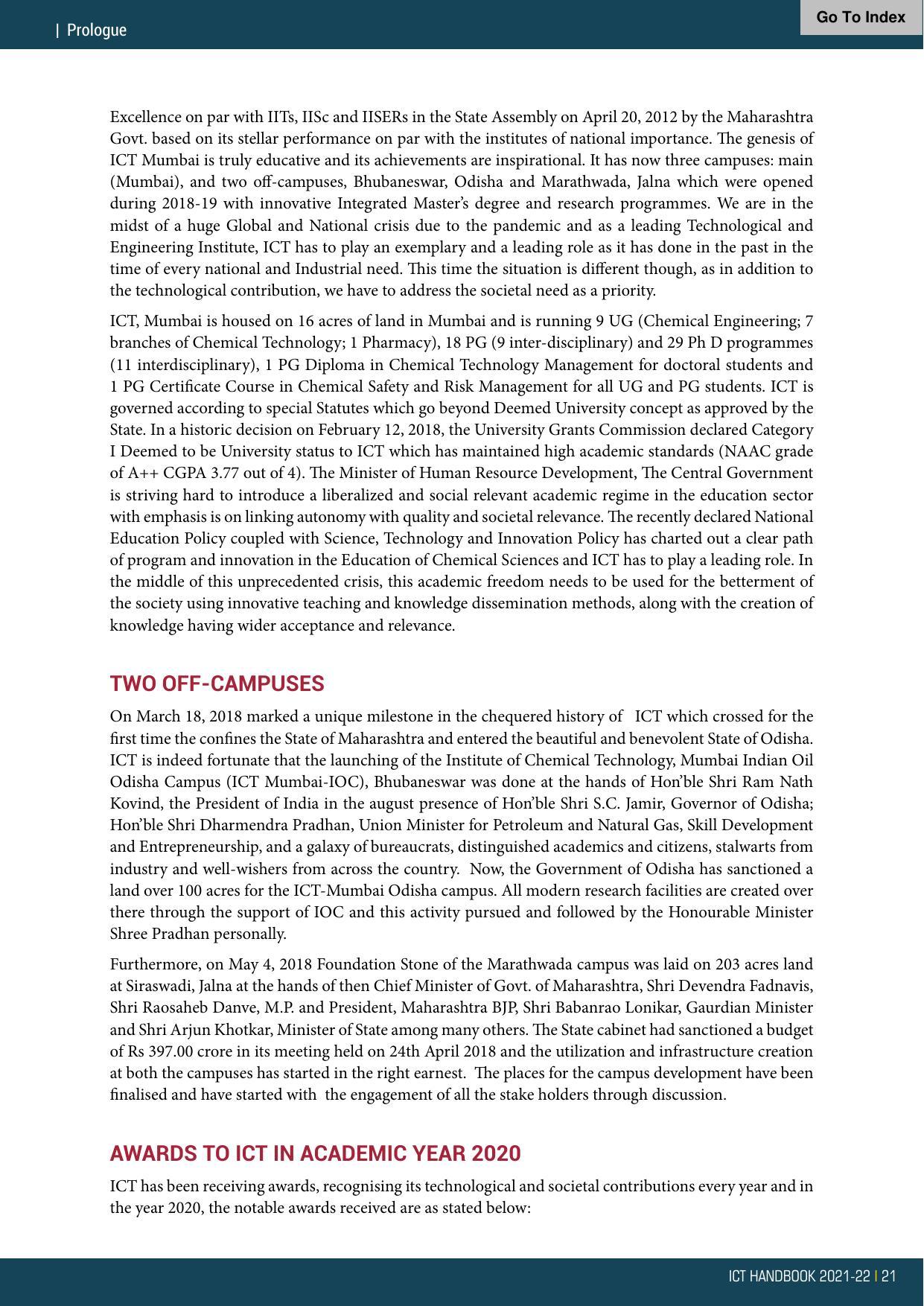 Institute of Chemical Technology (ICT), Mumbai Prospectus 2021-22 - Page 21