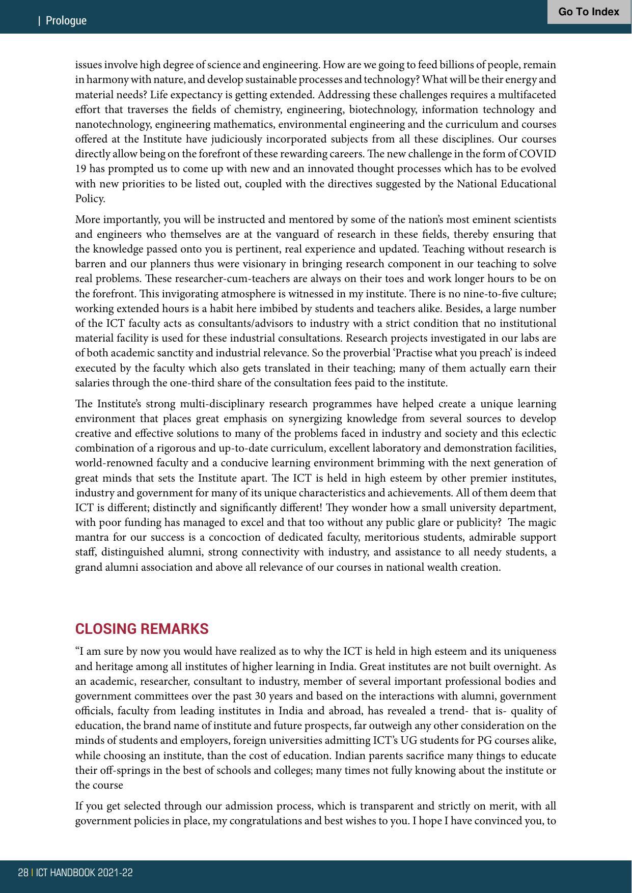 Institute of Chemical Technology (ICT), Mumbai Prospectus 2021-22 - Page 28
