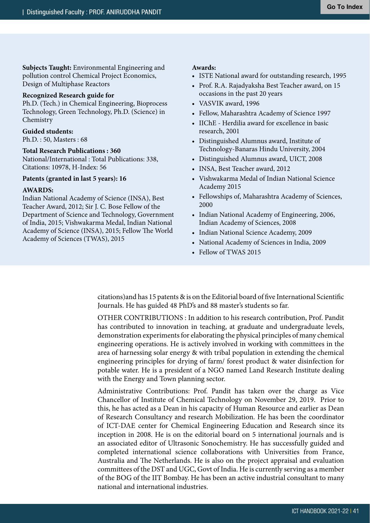 Institute of Chemical Technology (ICT), Mumbai Prospectus 2021-22 - Page 41