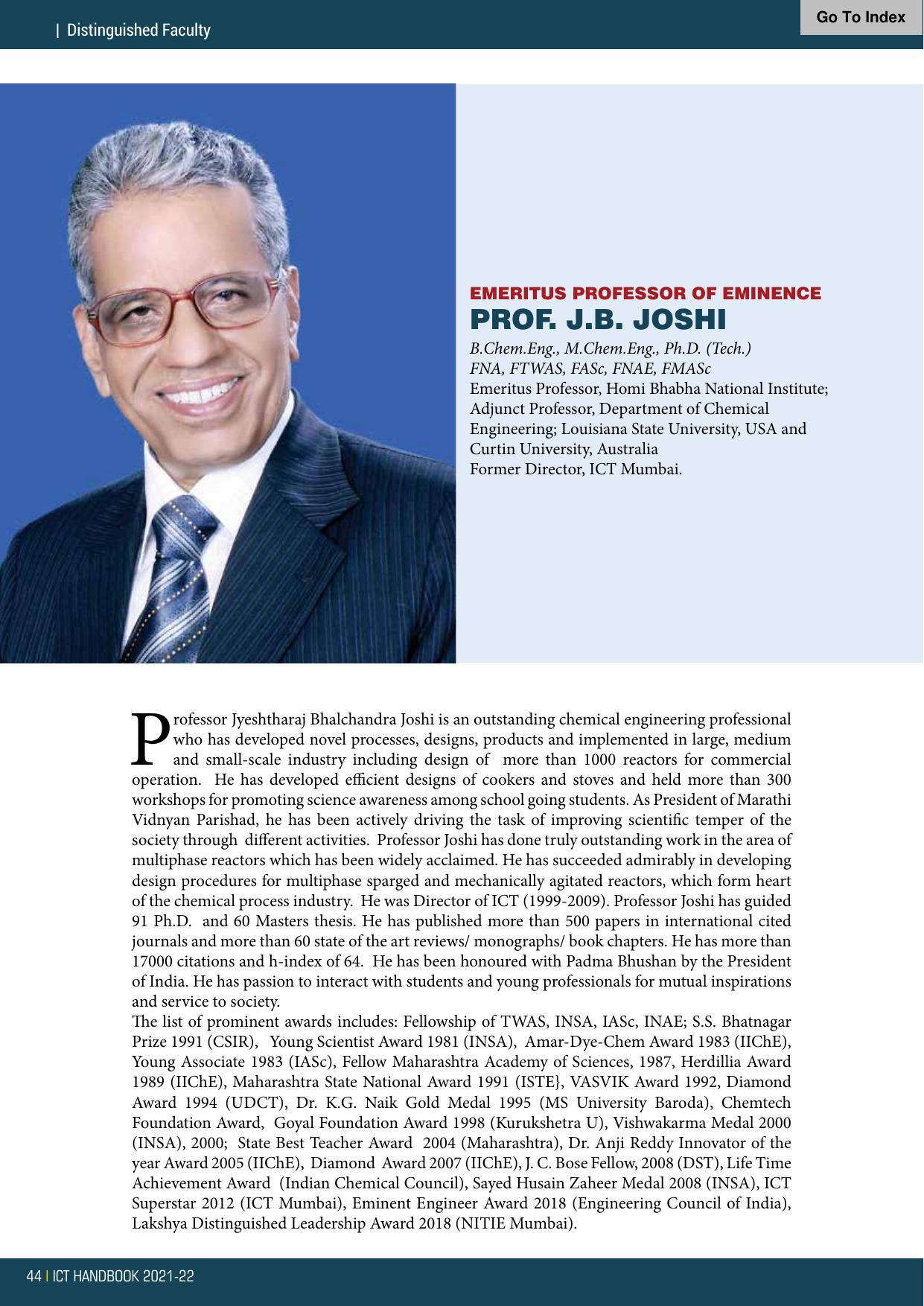 Institute of Chemical Technology (ICT), Mumbai Prospectus 2021-22 - Page 44