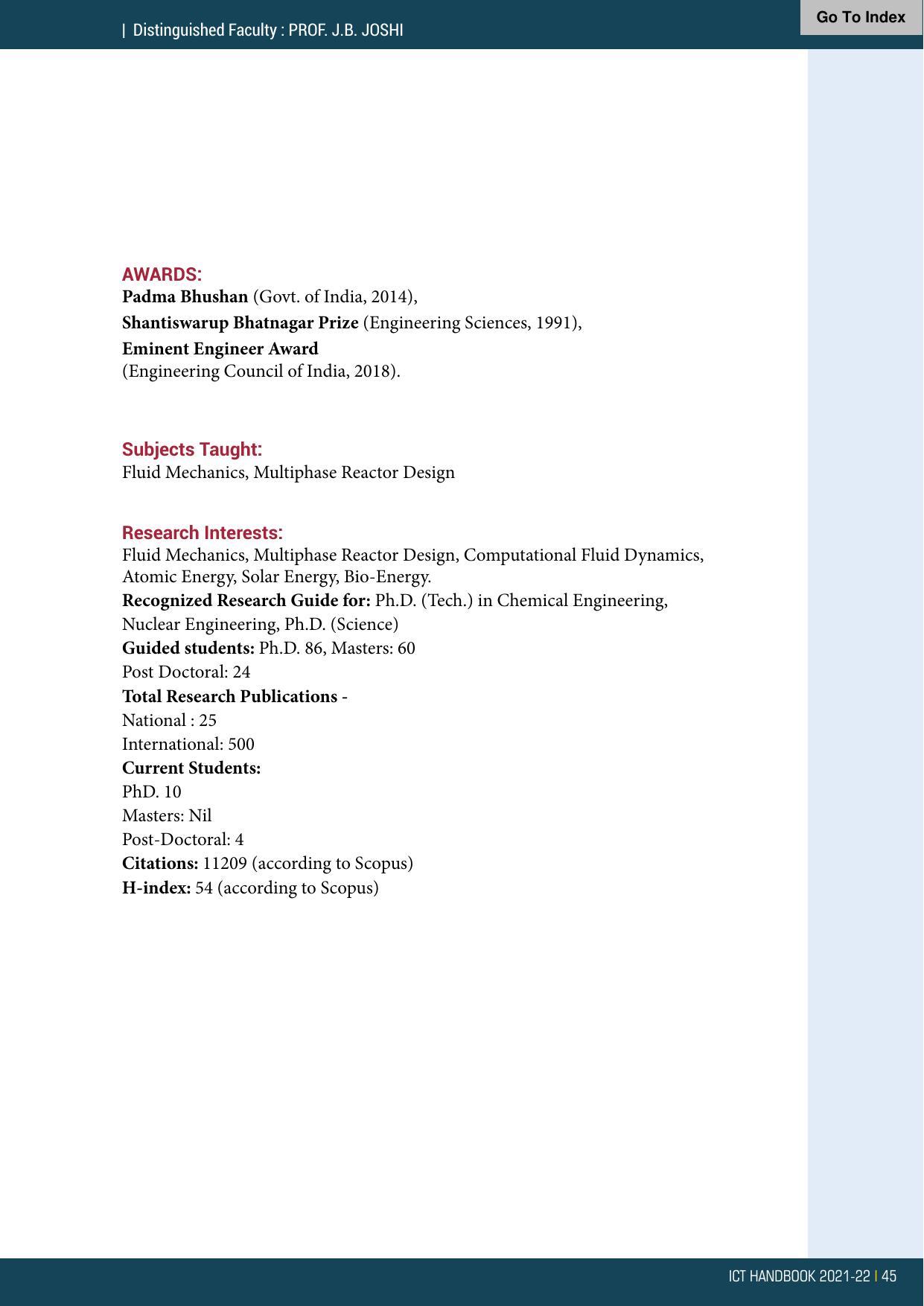 Institute of Chemical Technology (ICT), Mumbai Prospectus 2021-22 - Page 45