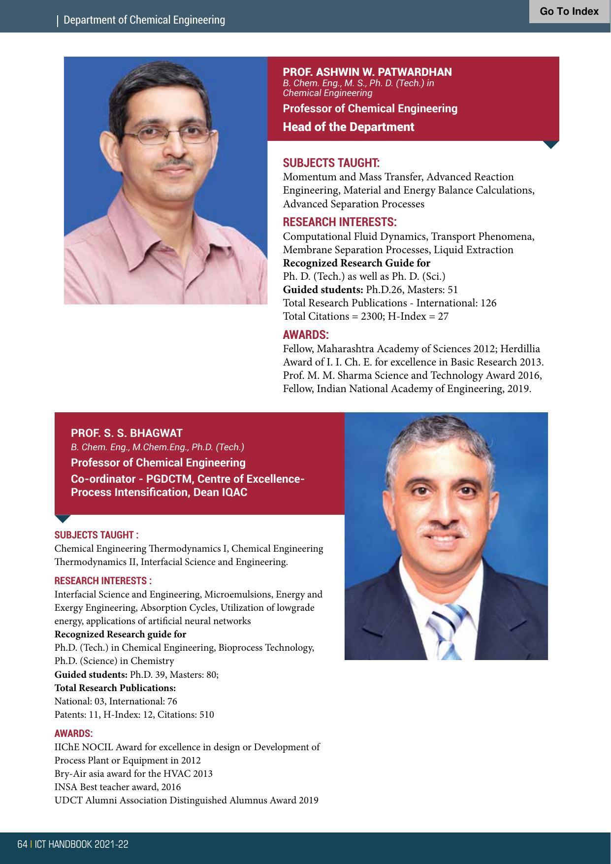 Institute of Chemical Technology (ICT), Mumbai Prospectus 2021-22 - Page 64