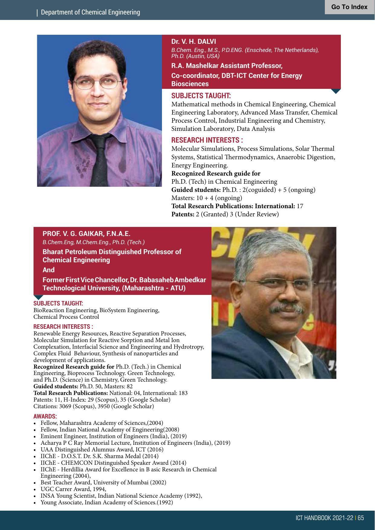 Institute of Chemical Technology (ICT), Mumbai Prospectus 2021-22 - Page 65