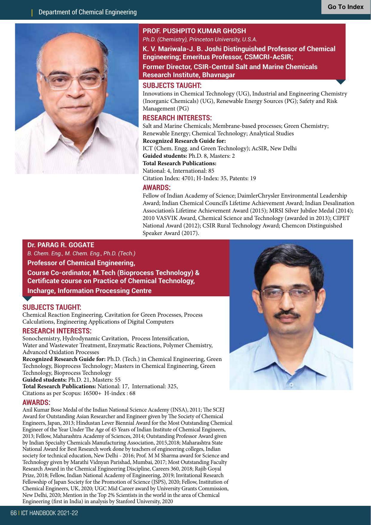 Institute of Chemical Technology (ICT), Mumbai Prospectus 2021-22 - Page 66