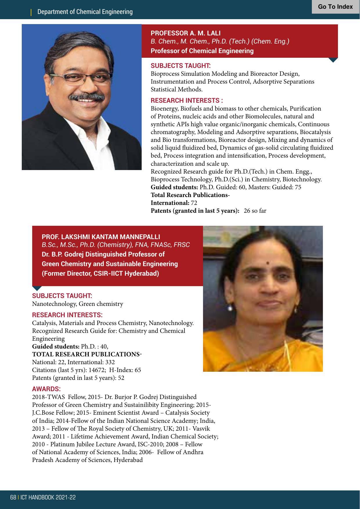 Institute of Chemical Technology (ICT), Mumbai Prospectus 2021-22 - Page 68