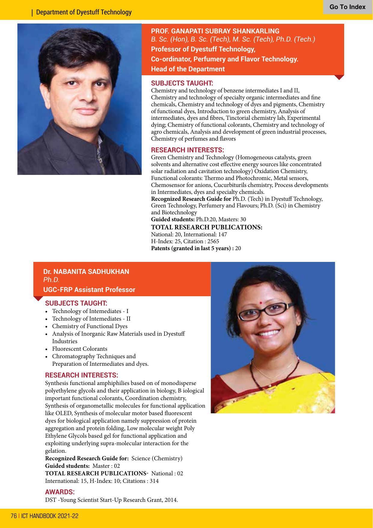 Institute of Chemical Technology (ICT), Mumbai Prospectus 2021-22 - Page 76