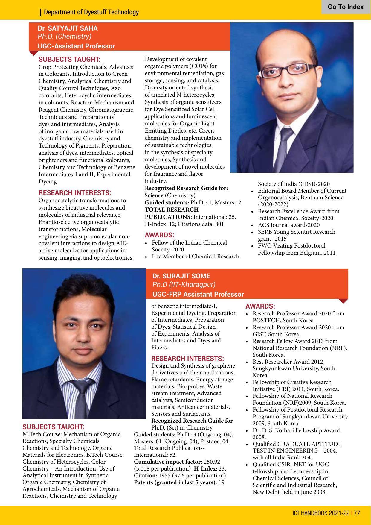 Institute of Chemical Technology (ICT), Mumbai Prospectus 2021-22 - Page 77