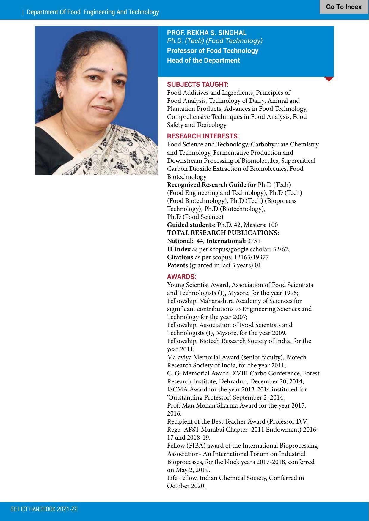 Institute of Chemical Technology (ICT), Mumbai Prospectus 2021-22 - Page 88