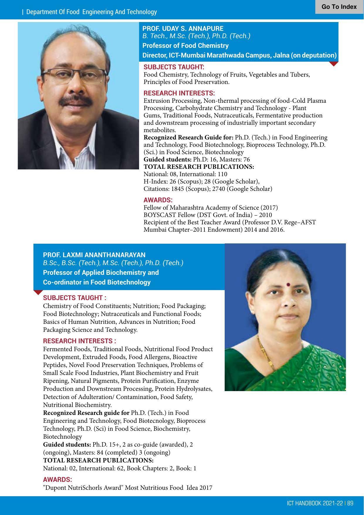 Institute of Chemical Technology (ICT), Mumbai Prospectus 2021-22 - Page 89