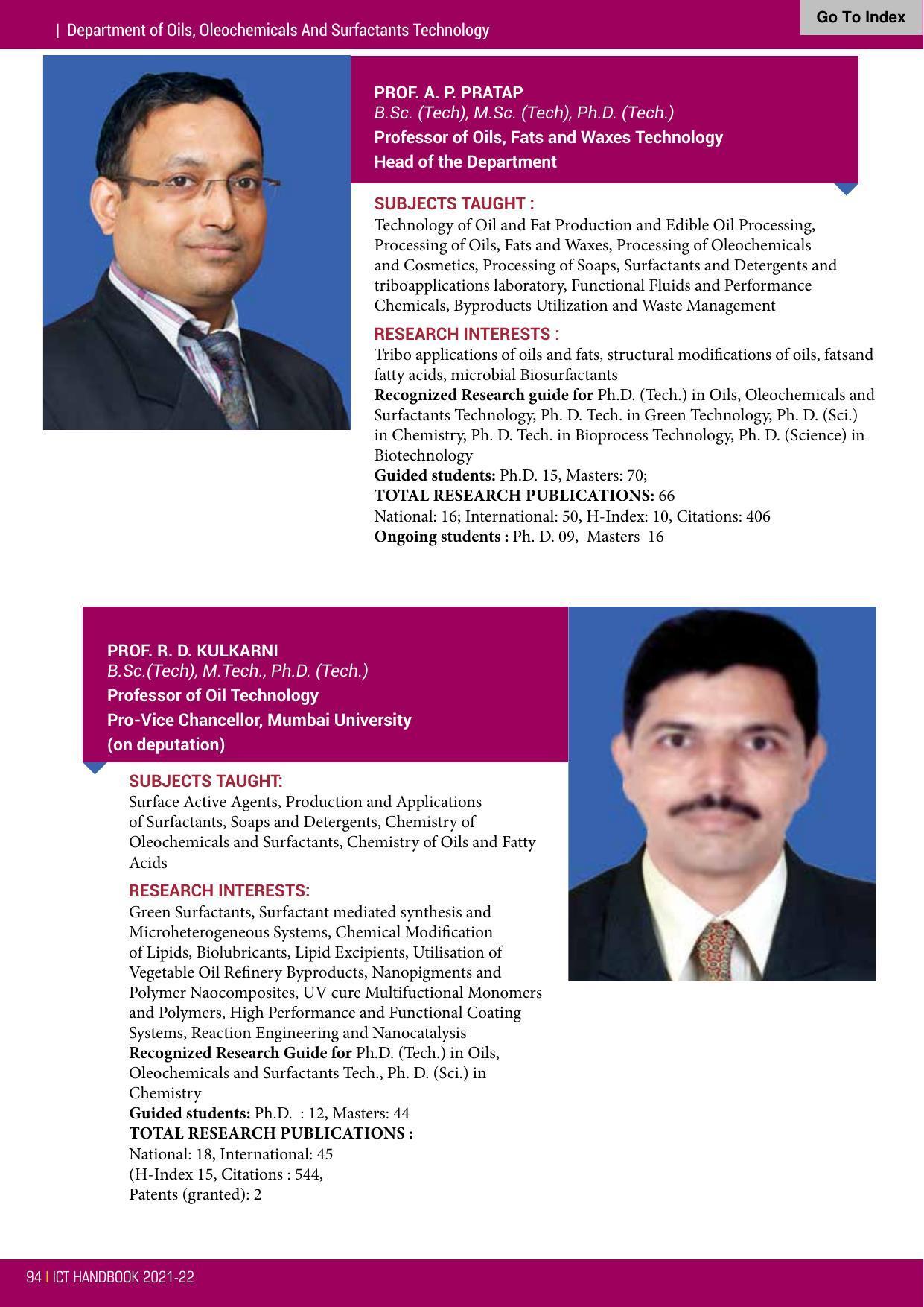 Institute of Chemical Technology (ICT), Mumbai Prospectus 2021-22 - Page 94