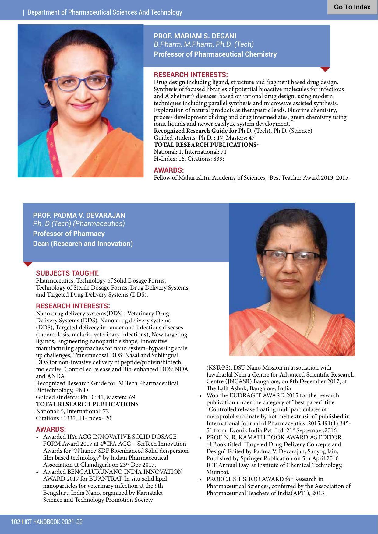 Institute of Chemical Technology (ICT), Mumbai Prospectus 2021-22 - Page 102