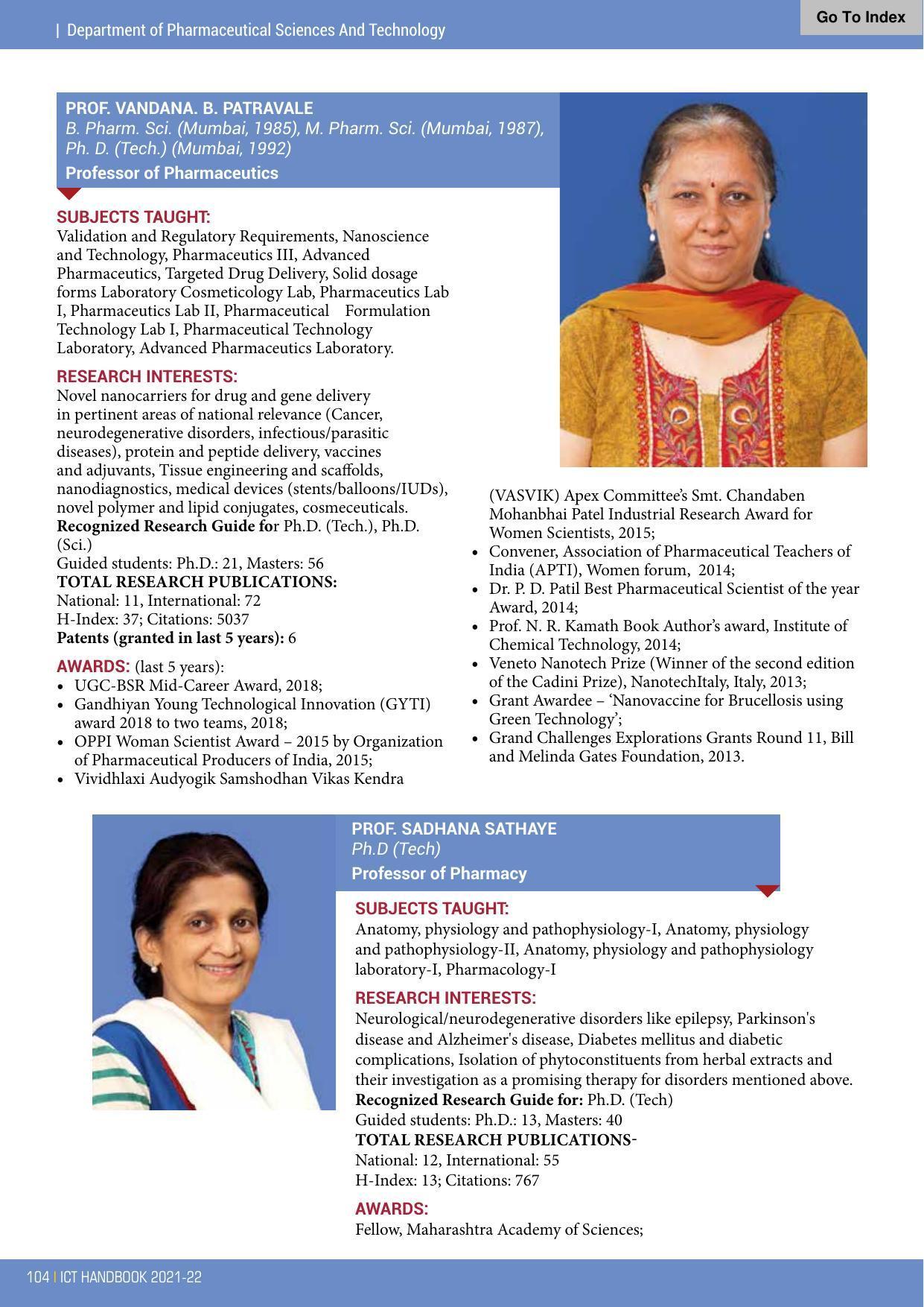 Institute of Chemical Technology (ICT), Mumbai Prospectus 2021-22 - Page 104