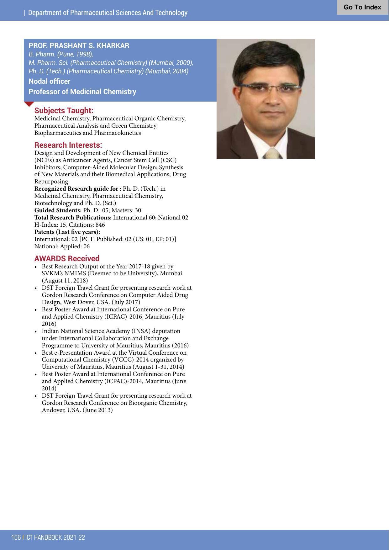 Institute of Chemical Technology (ICT), Mumbai Prospectus 2021-22 - Page 106