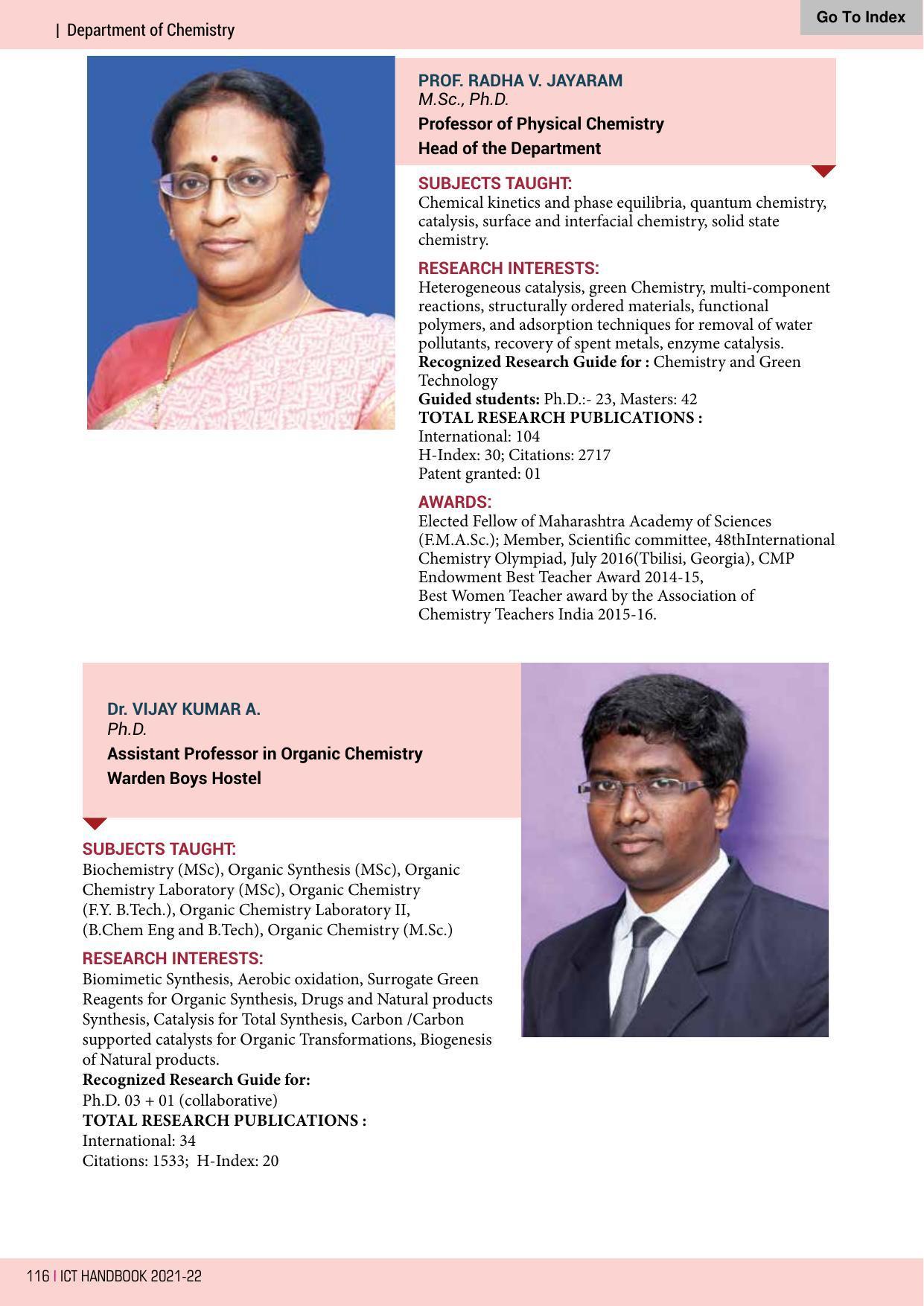 Institute of Chemical Technology (ICT), Mumbai Prospectus 2021-22 - Page 116