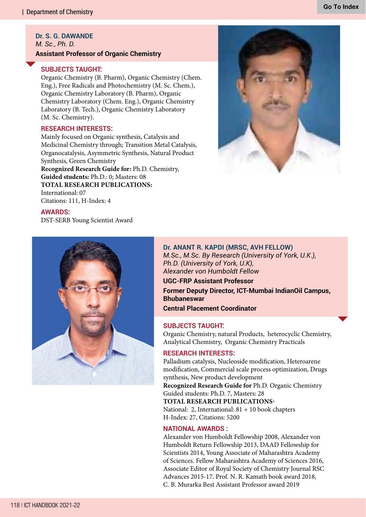 Institute of Chemical Technology (ICT), Mumbai Prospectus 2021-22 - Page 118