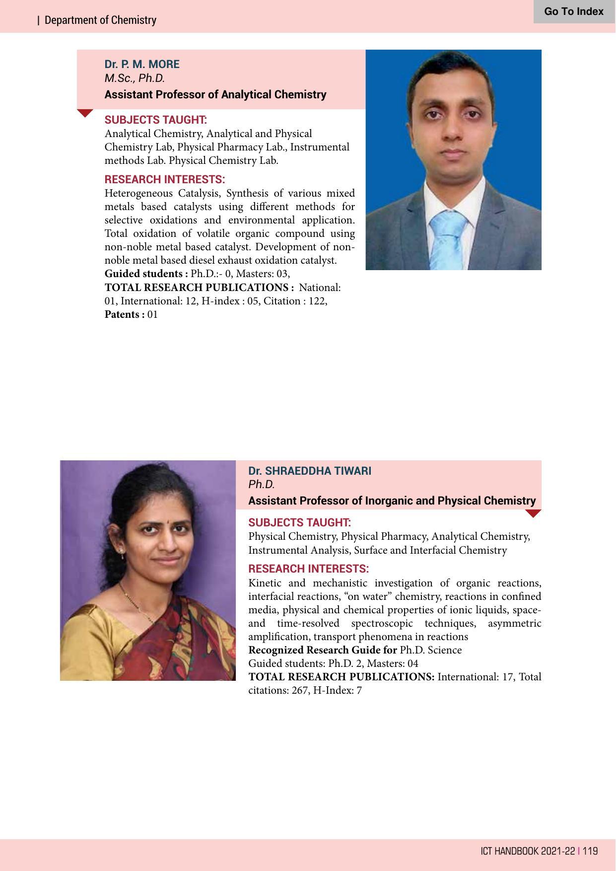Institute of Chemical Technology (ICT), Mumbai Prospectus 2021-22 - Page 119