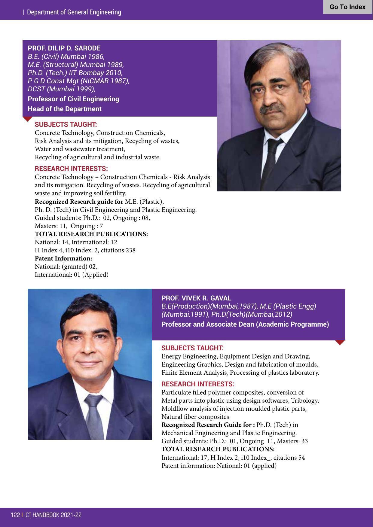 Institute of Chemical Technology (ICT), Mumbai Prospectus 2021-22 - Page 122
