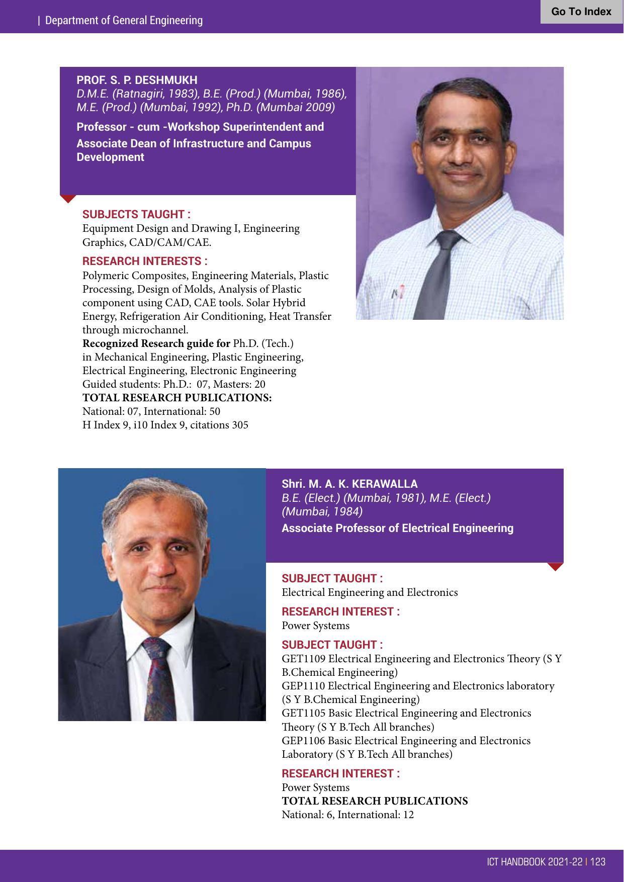 Institute of Chemical Technology (ICT), Mumbai Prospectus 2021-22 - Page 123