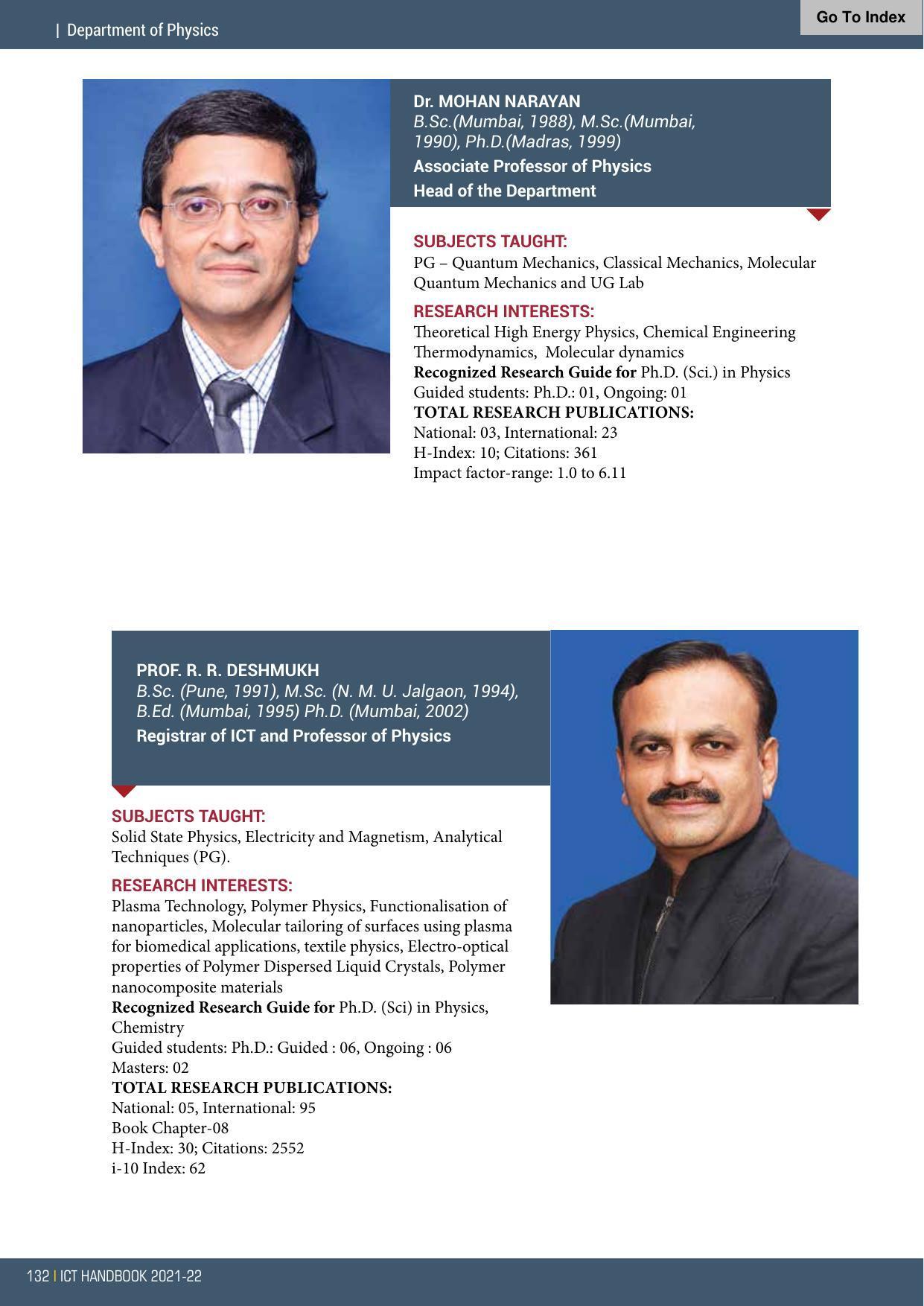 Institute of Chemical Technology (ICT), Mumbai Prospectus 2021-22 - Page 132