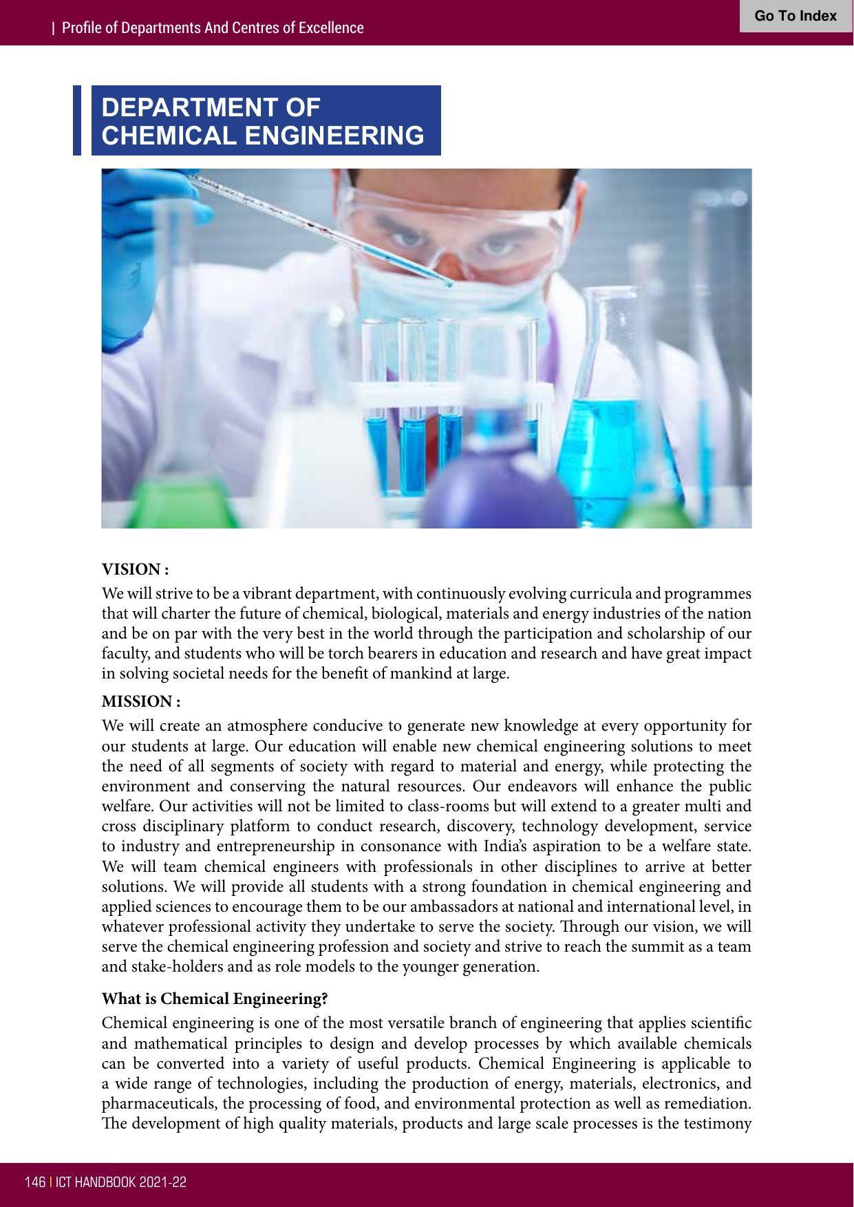 Institute of Chemical Technology (ICT), Mumbai Prospectus 2021-22 - Page 146
