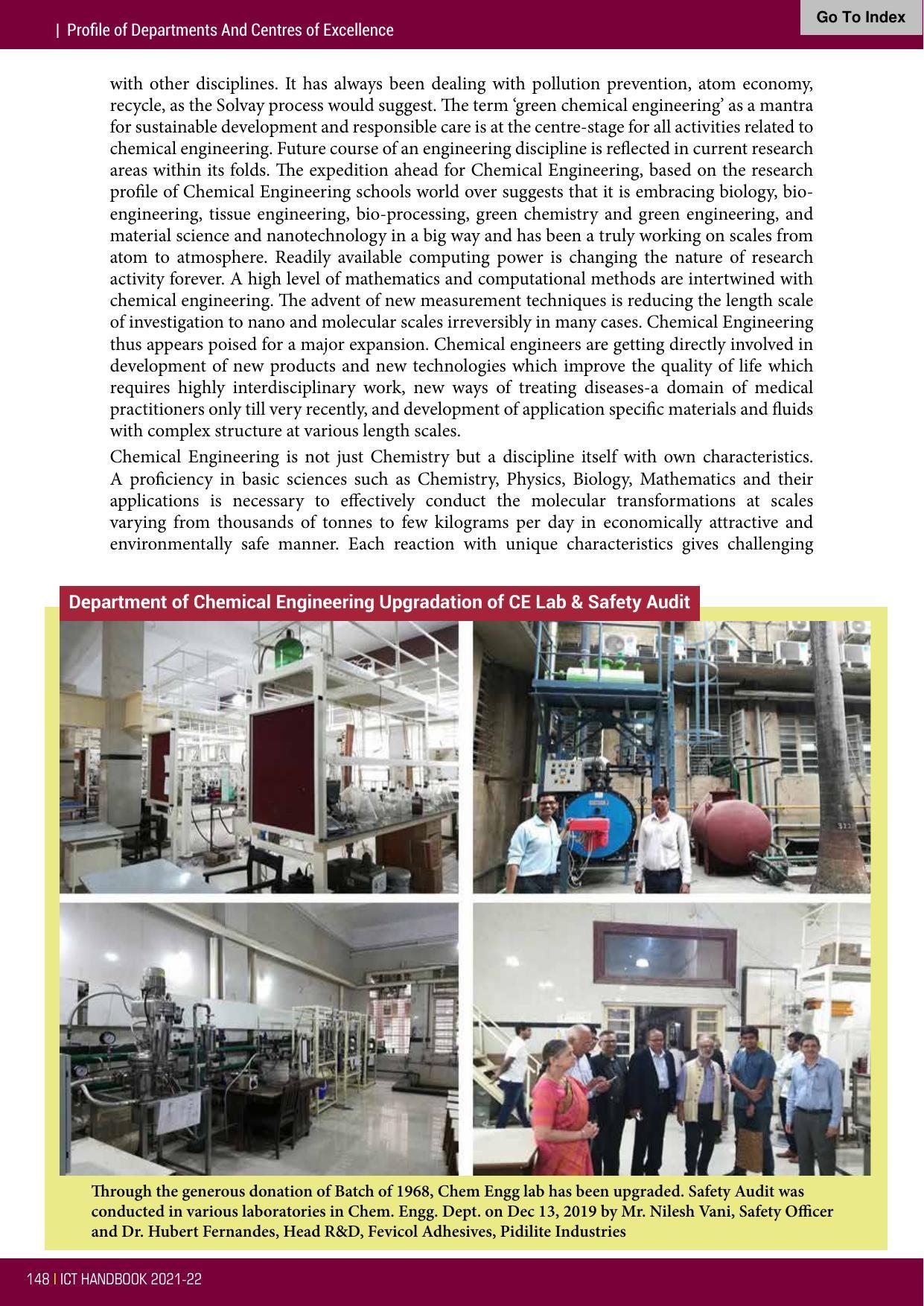 Institute of Chemical Technology (ICT), Mumbai Prospectus 2021-22 - Page 148