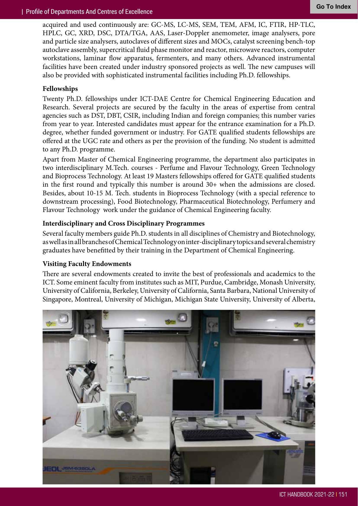 Institute of Chemical Technology (ICT), Mumbai Prospectus 2021-22 - Page 151