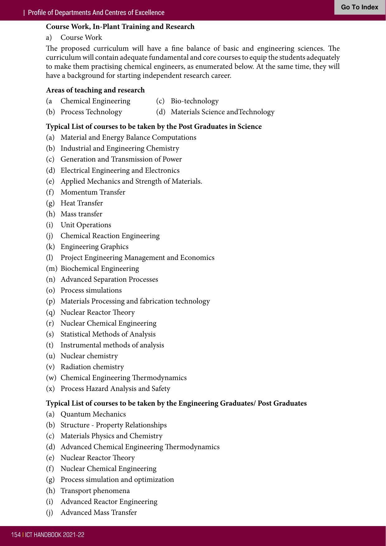 Institute of Chemical Technology (ICT), Mumbai Prospectus 2021-22 - Page 154