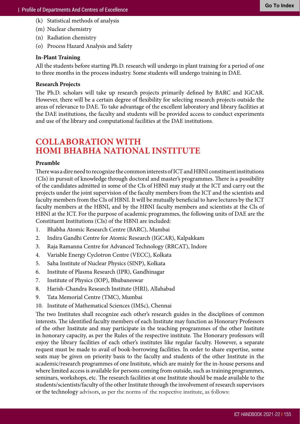 Institute of Chemical Technology (ICT), Mumbai Prospectus 2021-22 - Page 155