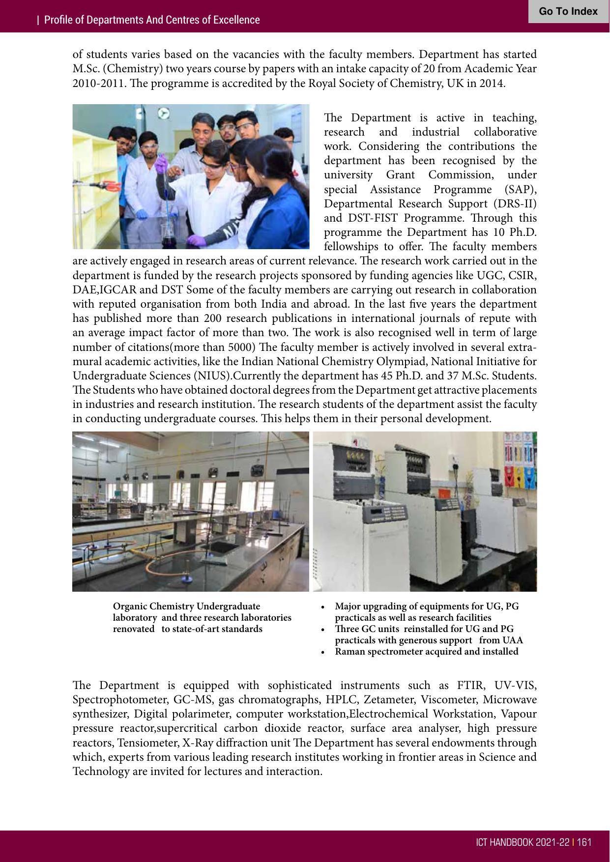 Institute of Chemical Technology (ICT), Mumbai Prospectus 2021-22 - Page 161