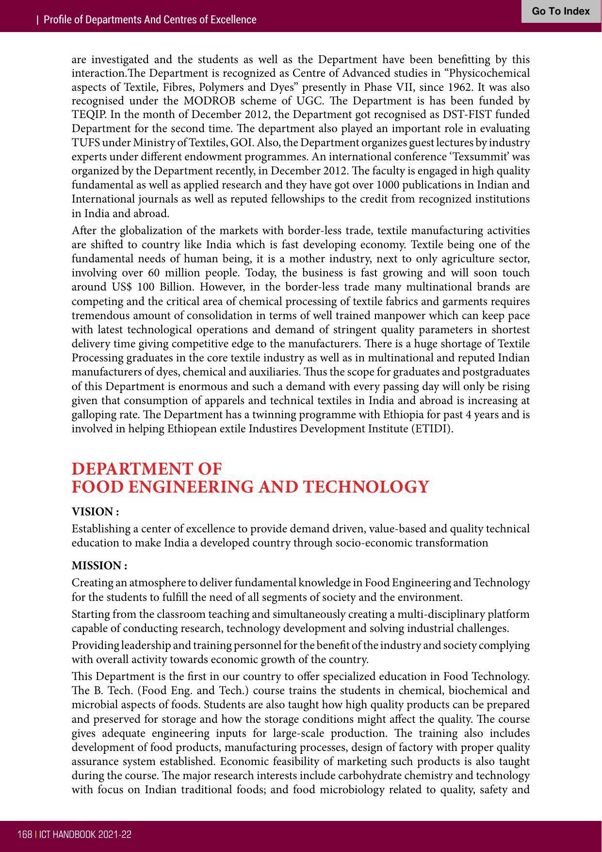 Institute of Chemical Technology (ICT), Mumbai Prospectus 2021-22 - Page 168