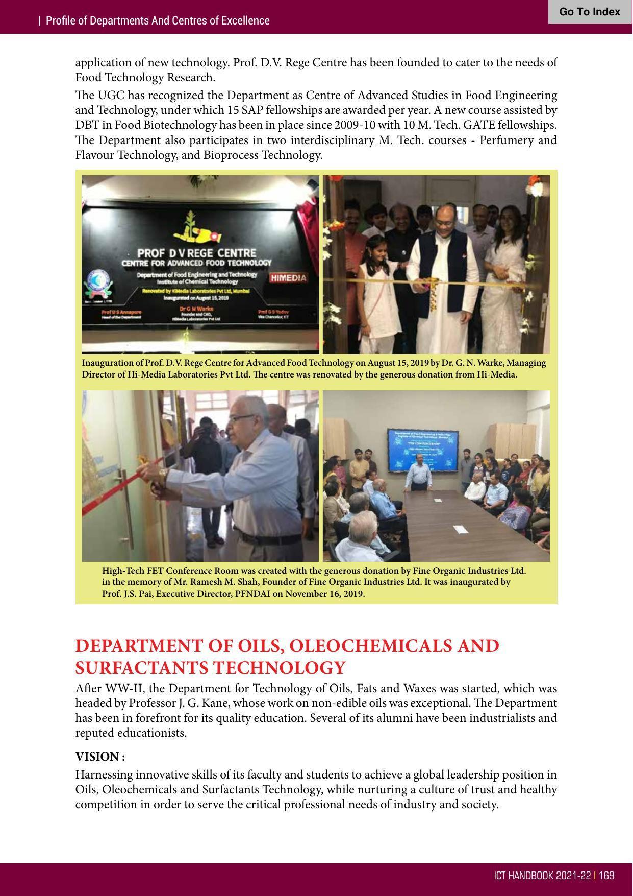 Institute of Chemical Technology (ICT), Mumbai Prospectus 2021-22 - Page 169