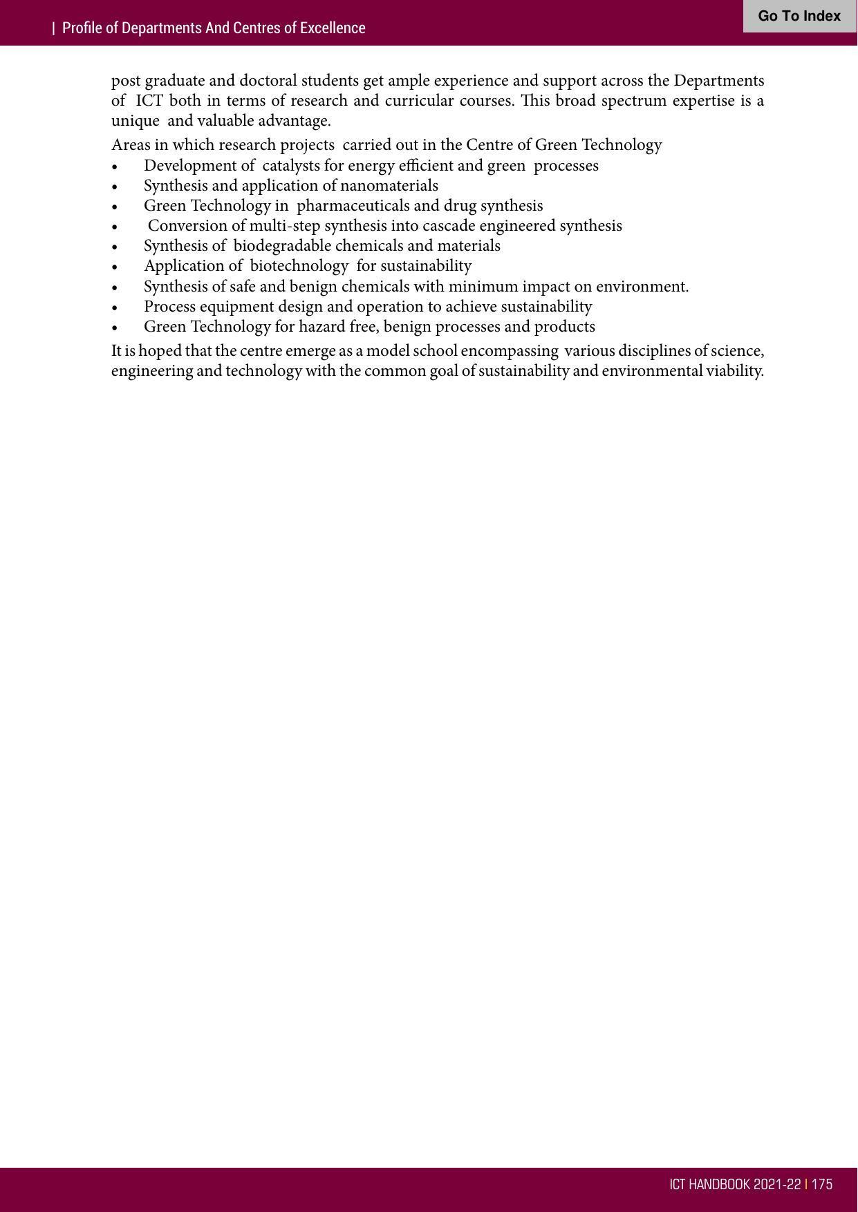 Institute of Chemical Technology (ICT), Mumbai Prospectus 2021-22 - Page 175