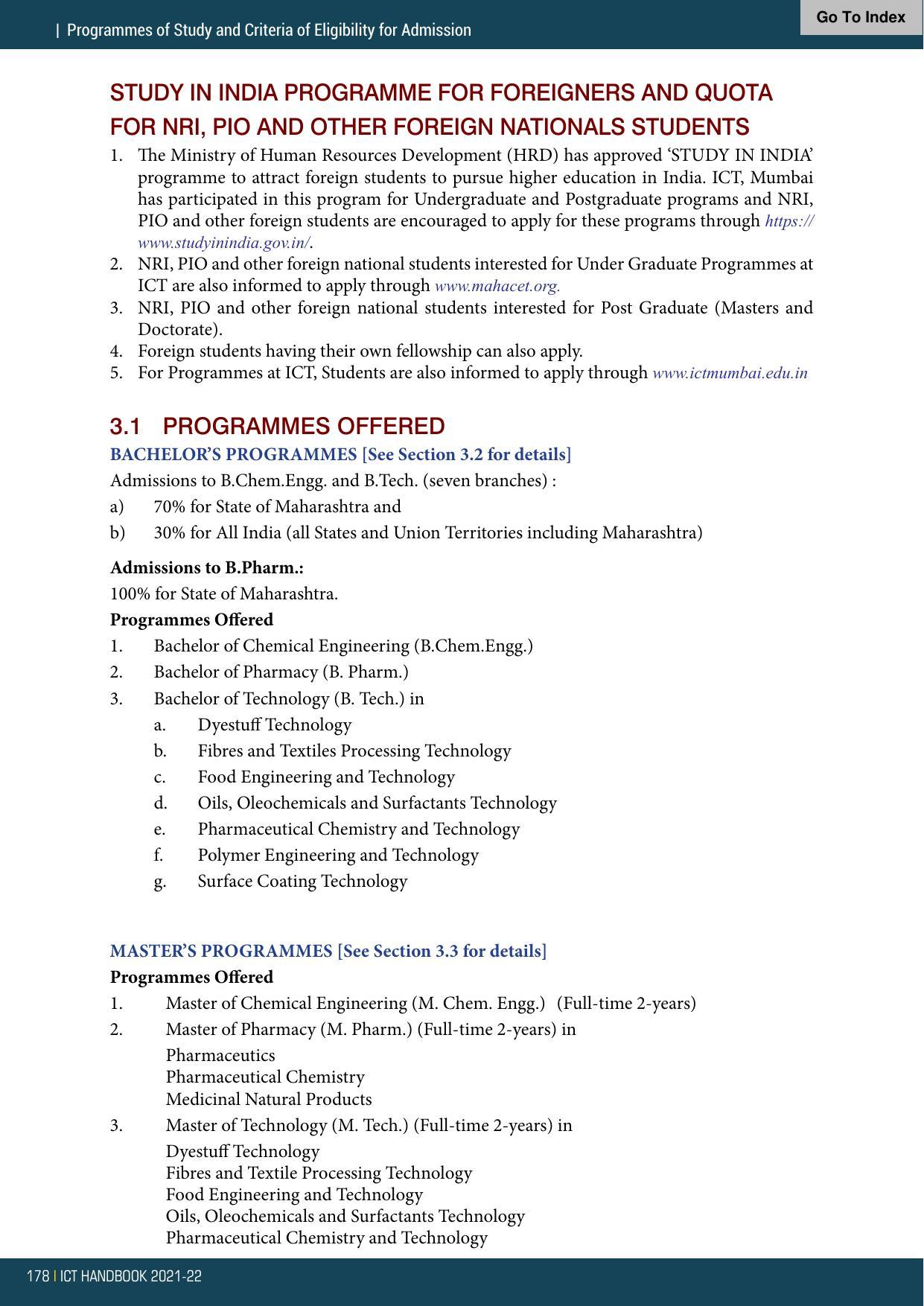 Institute of Chemical Technology (ICT), Mumbai Prospectus 2021-22 - Page 178